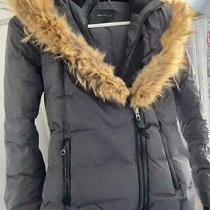 Mackage Women's Black Puffer Jacket with Faux Fur Trim